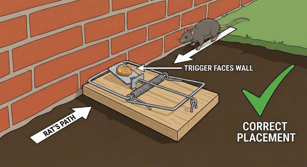 How to place rat traps along garden walls for maximum catch rate