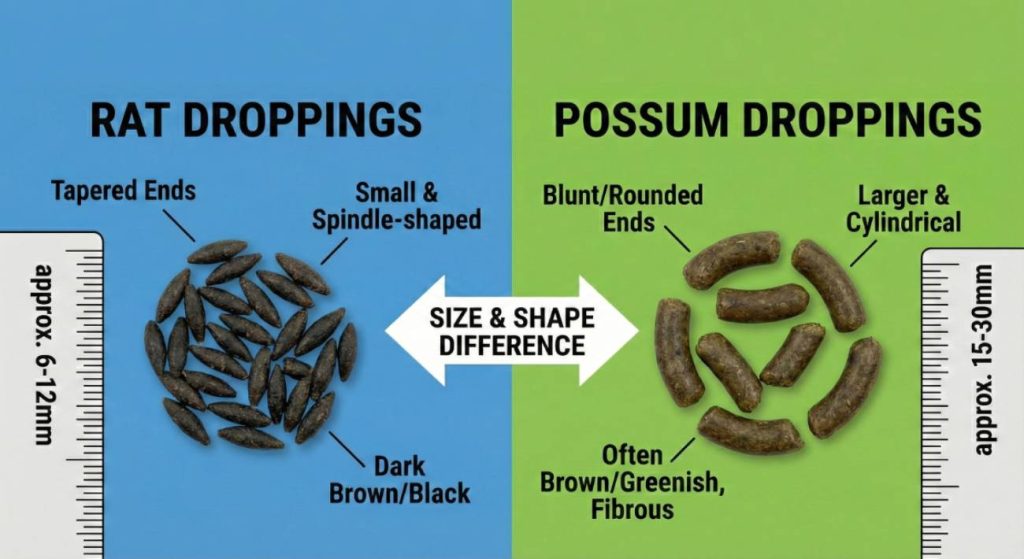 Difference between rat and possum droppings identification guide